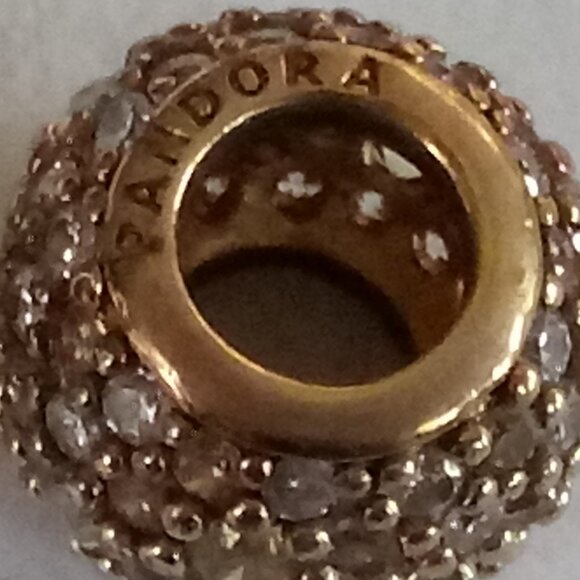 set of 2 Authentic Pandora Rose Gold Plated Pave Lights CZ Charm Bead ALE R - Picture 5 of 7